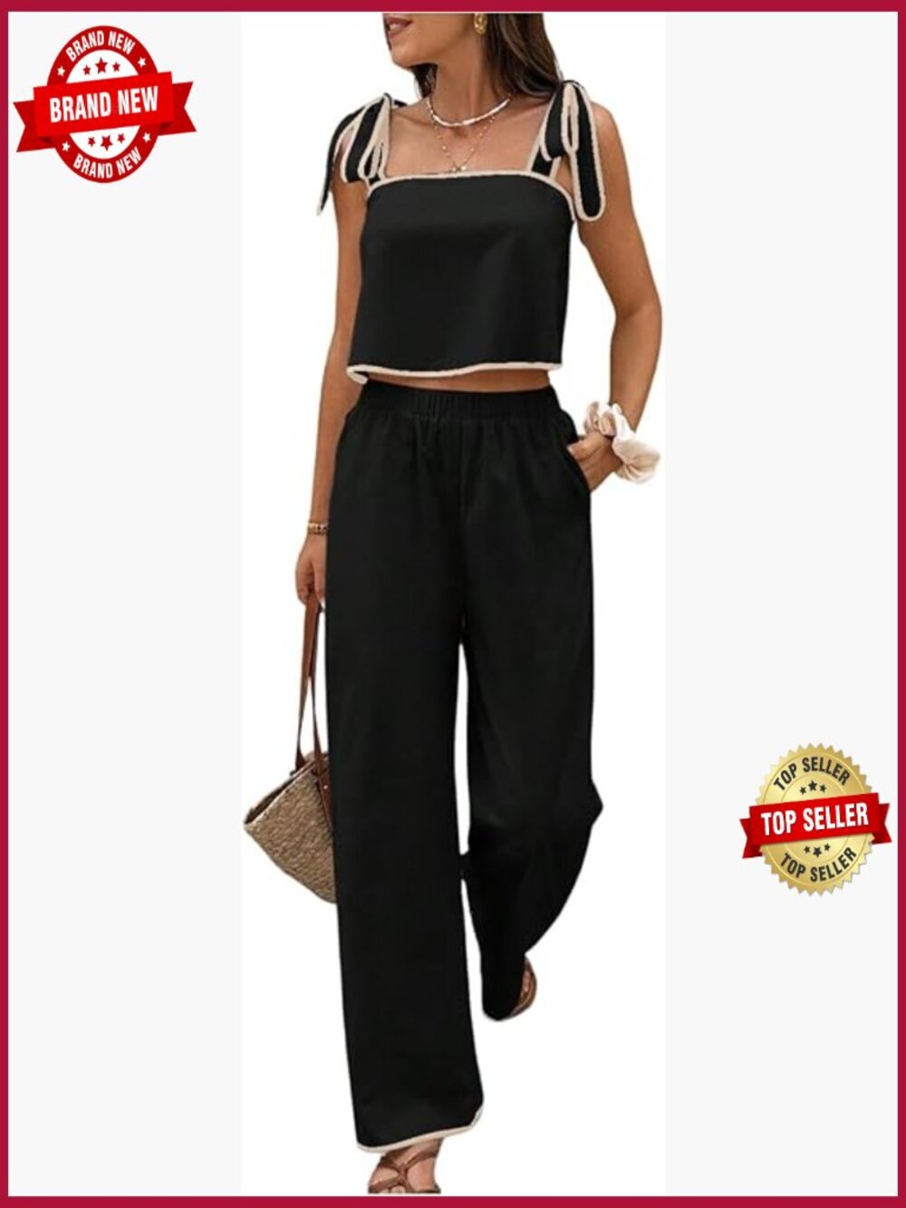 Women's 2 Piece Set Crop Top and Pants Outfit Summer Travel